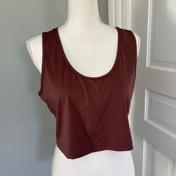 Gymshark Cropped Tank Top Women's Size XL Burnt Red Yoga Work Out - Picture 2 of 5